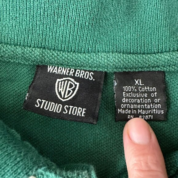 Vintage Warner Bros. Studio Store Green Polo Shirt Bugs Bunny Logo Embroidery - Picture 3 of 6